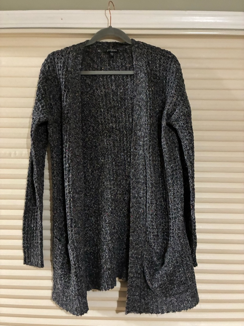 Express Open-Front Women's Cardigan Sweater - Charcoal Gray